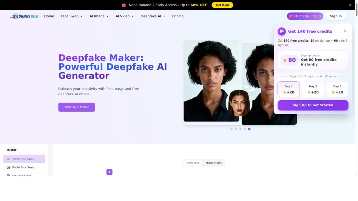 Deepfake Maker | Free Face Swap AI Online 