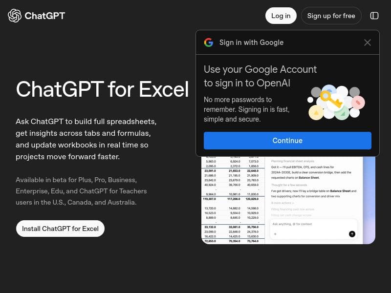 ChatGPT for Excel