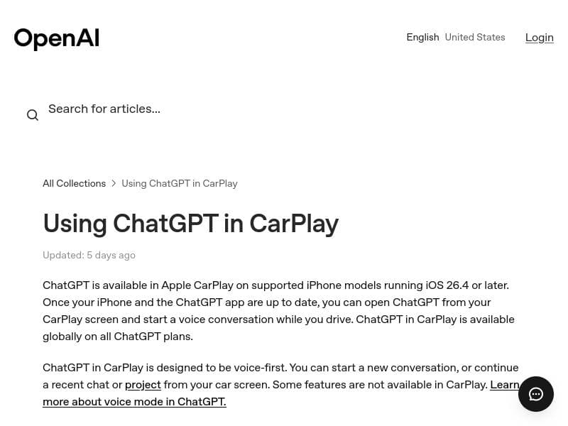ChatGPT on CarPlay