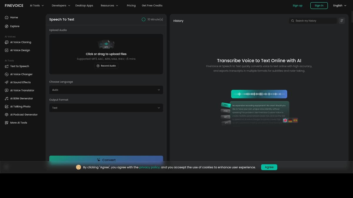 FineVoice Speech to Text
