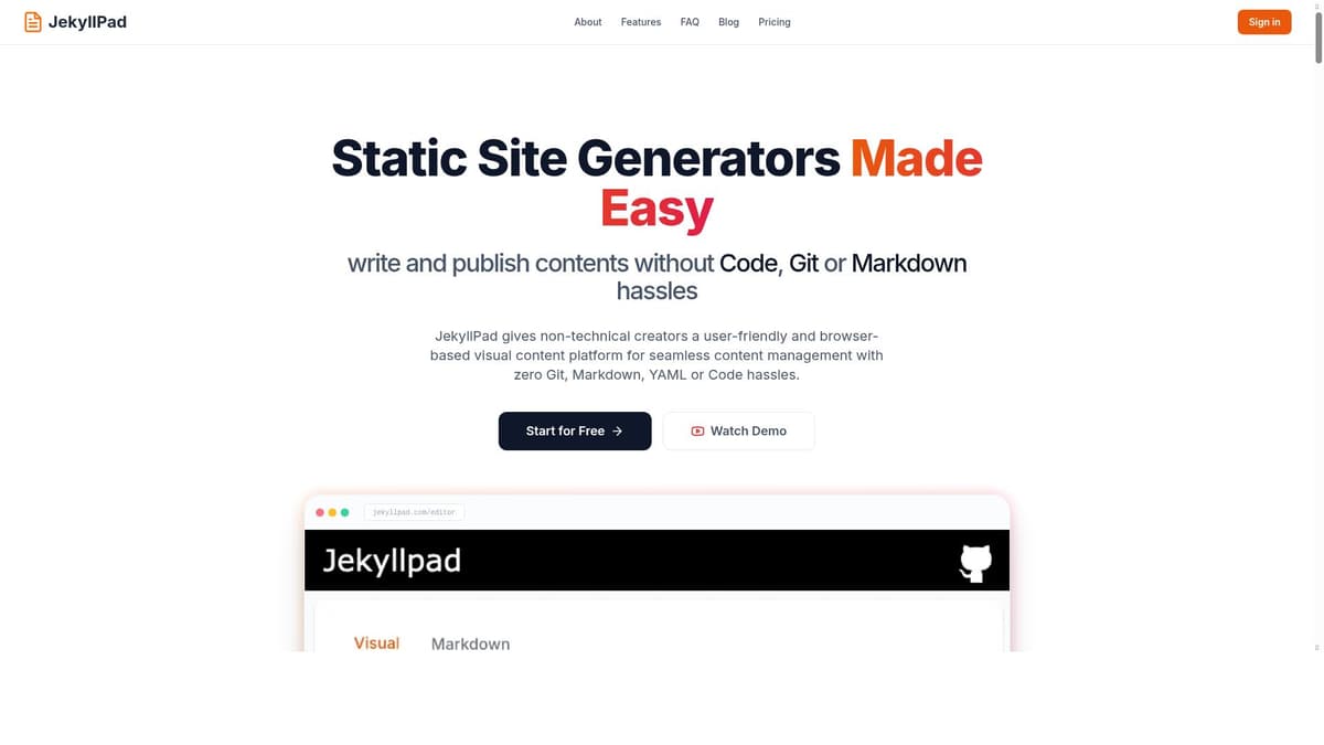 JekyllPad Online Jekyll CMS