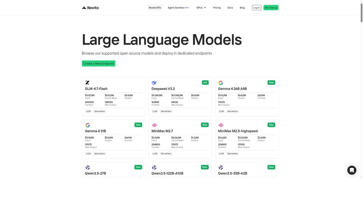 Novita AI LLM Inference API