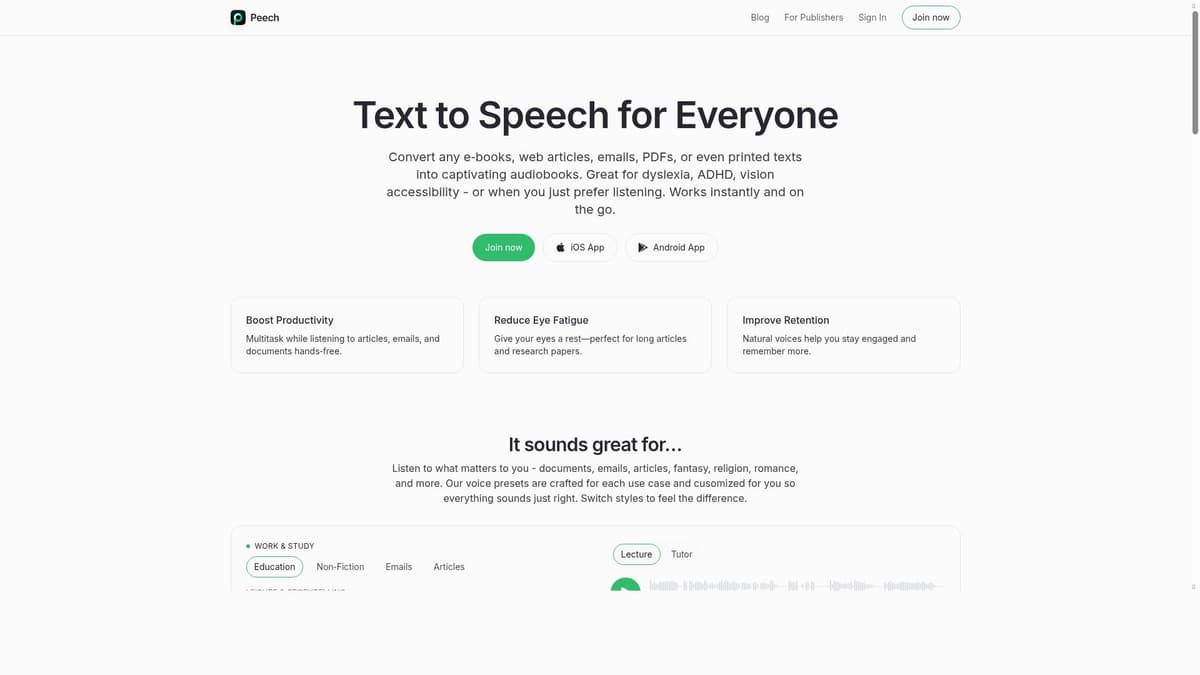 Peech - Text to Speech Reader