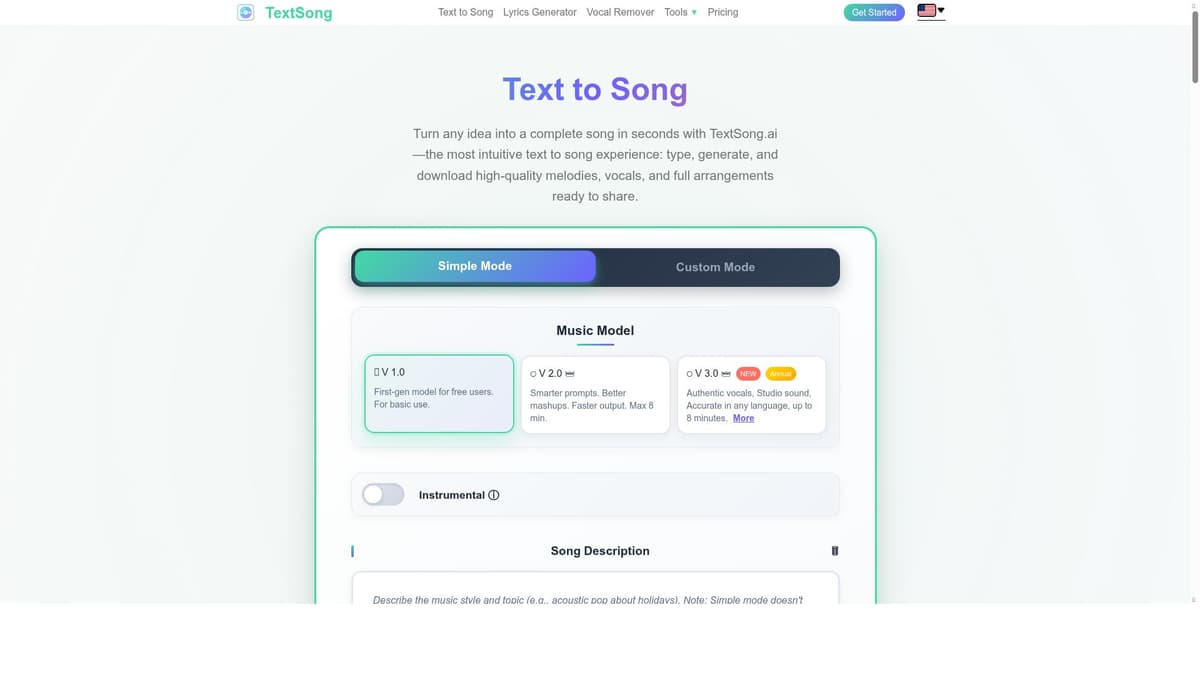 TextSong.ai – The Free AI Text-to-Song Generator