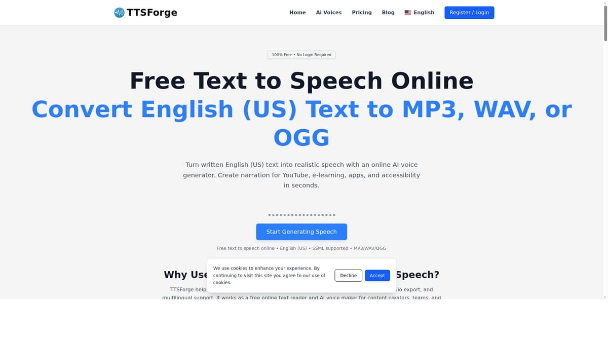 TTSForge: Free Text to Speech Online – Realistic AI Voices