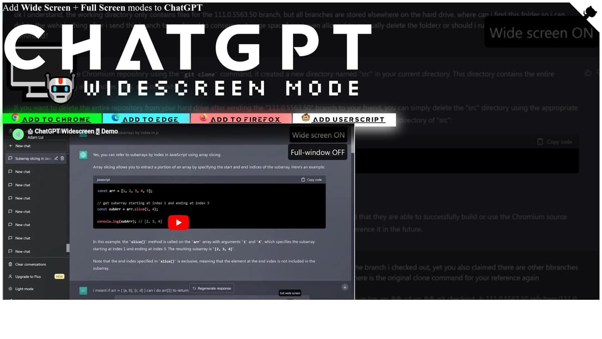 ChatGPT Widescreen Mode