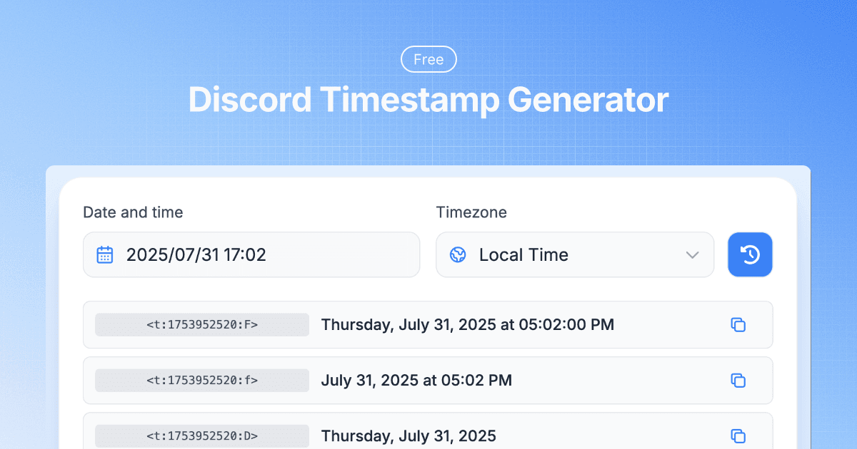 Discord Timestamp Generator