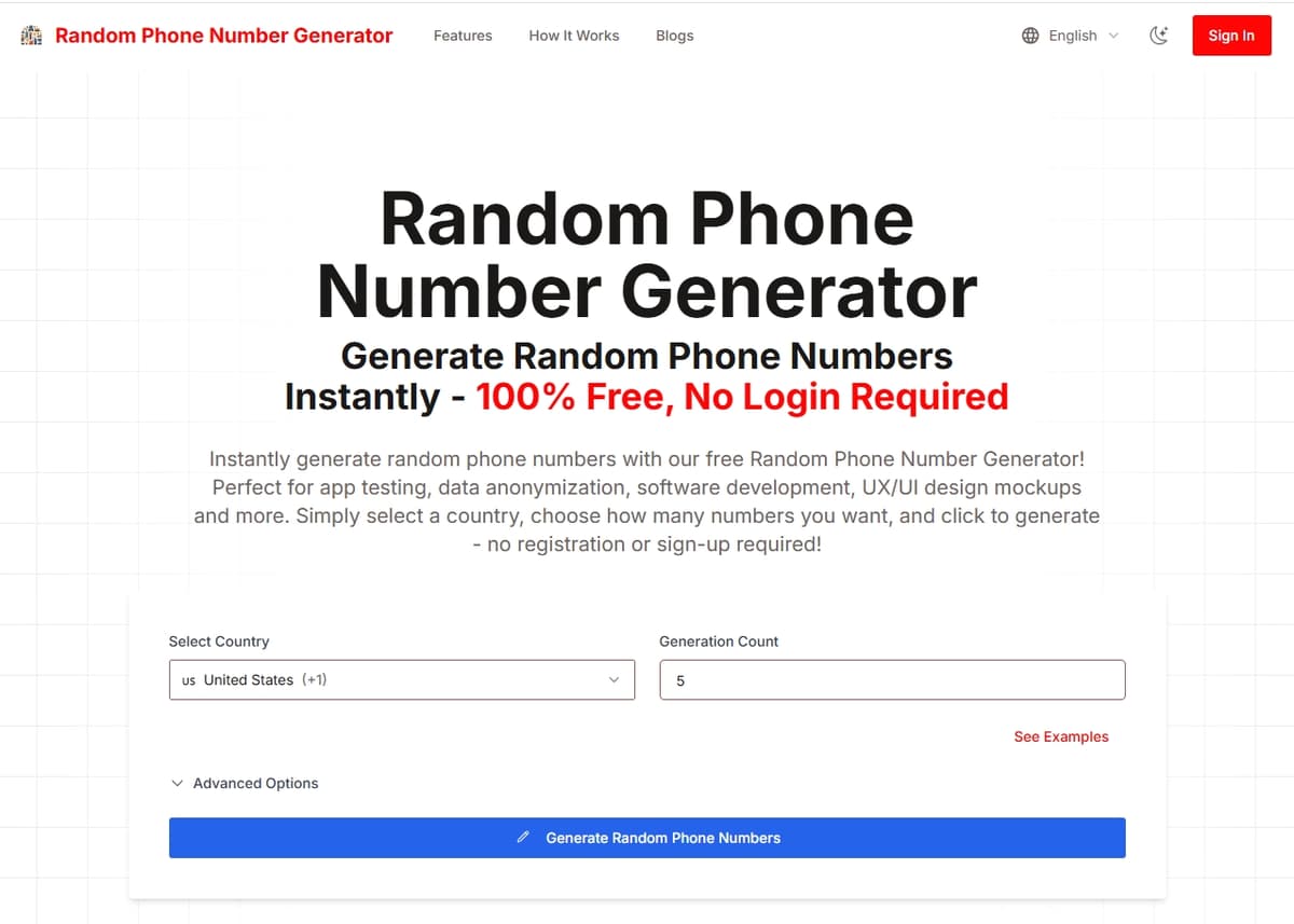 Random Phone Number Generator